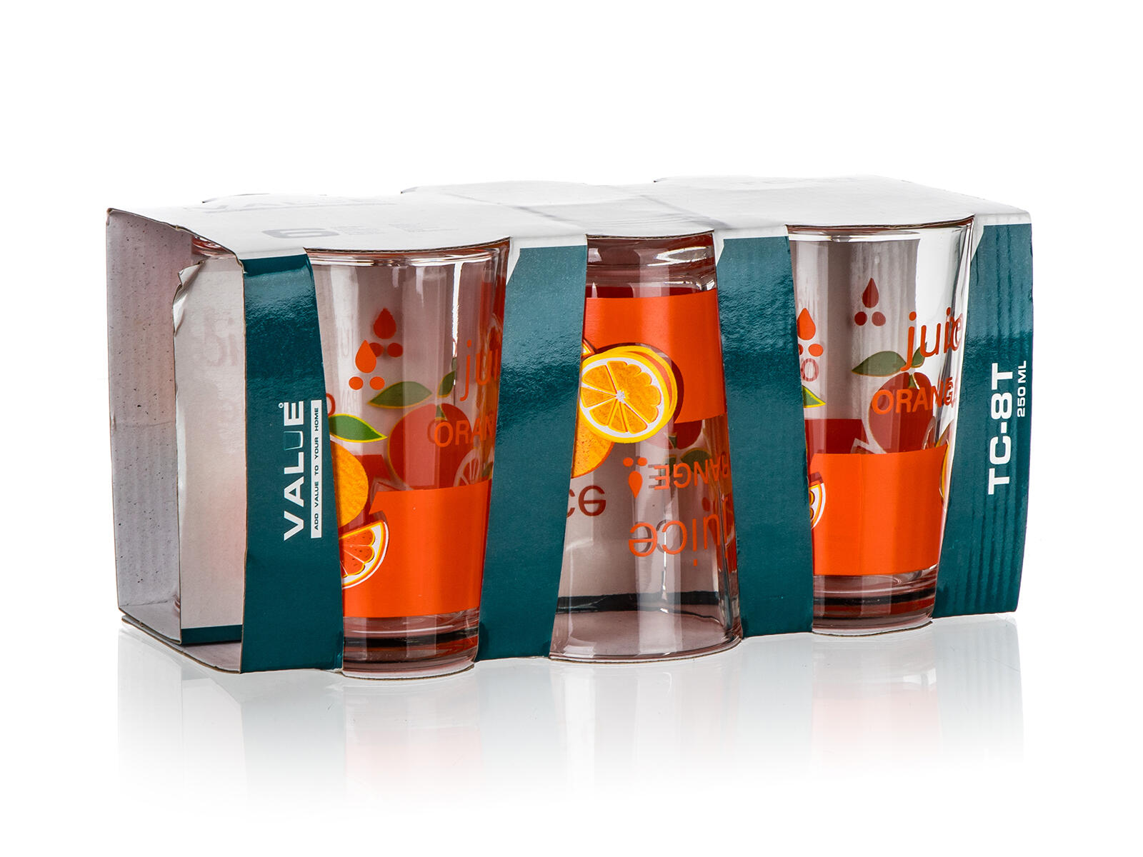 sklenice 250ml s potiskem VALUE ORANGE (6ks)