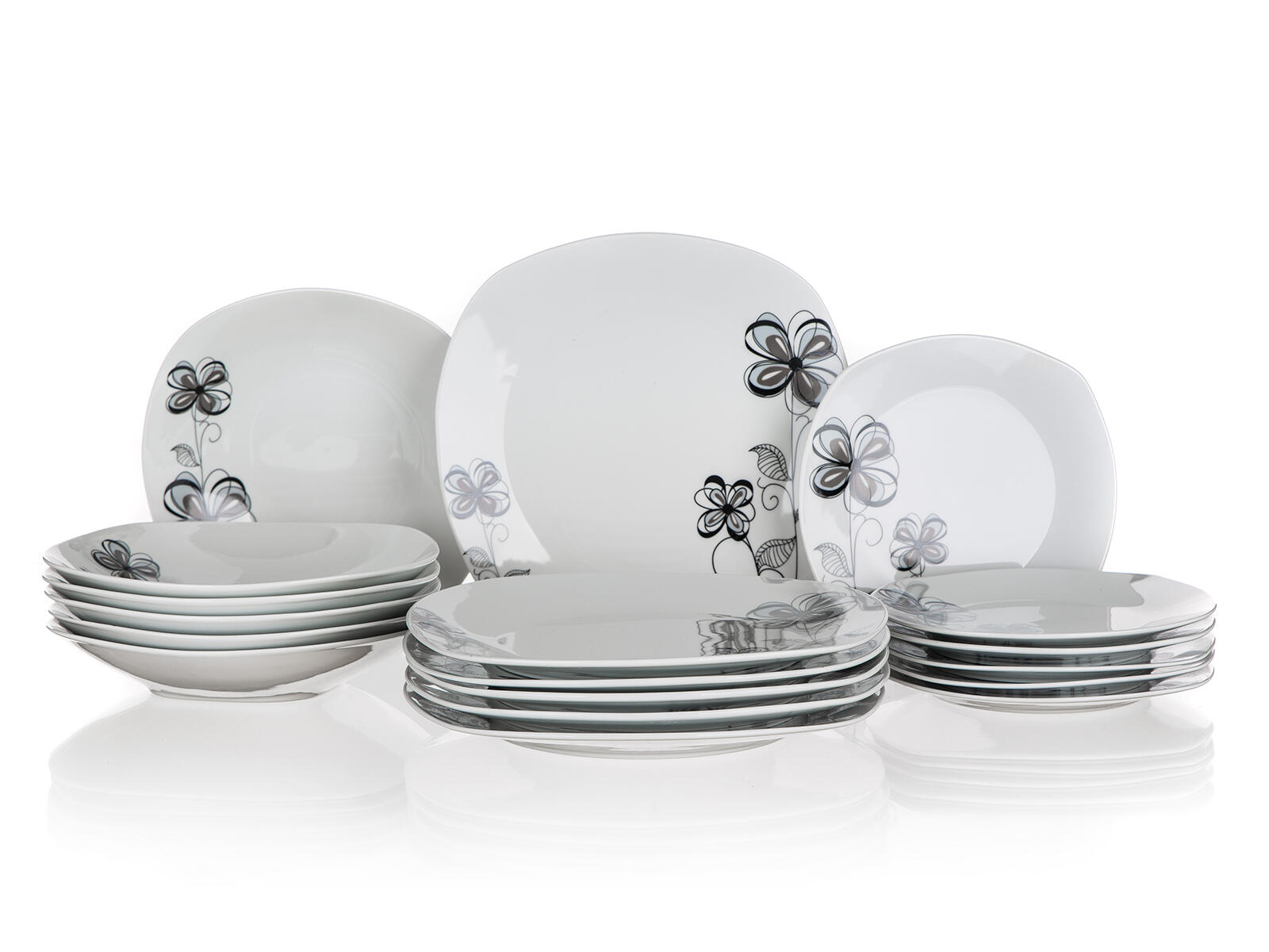 sada jídelní FLOREA square 18díl. porcelánová BÍ 8.05 Kg MTA MAXMIX Sklad14 326077