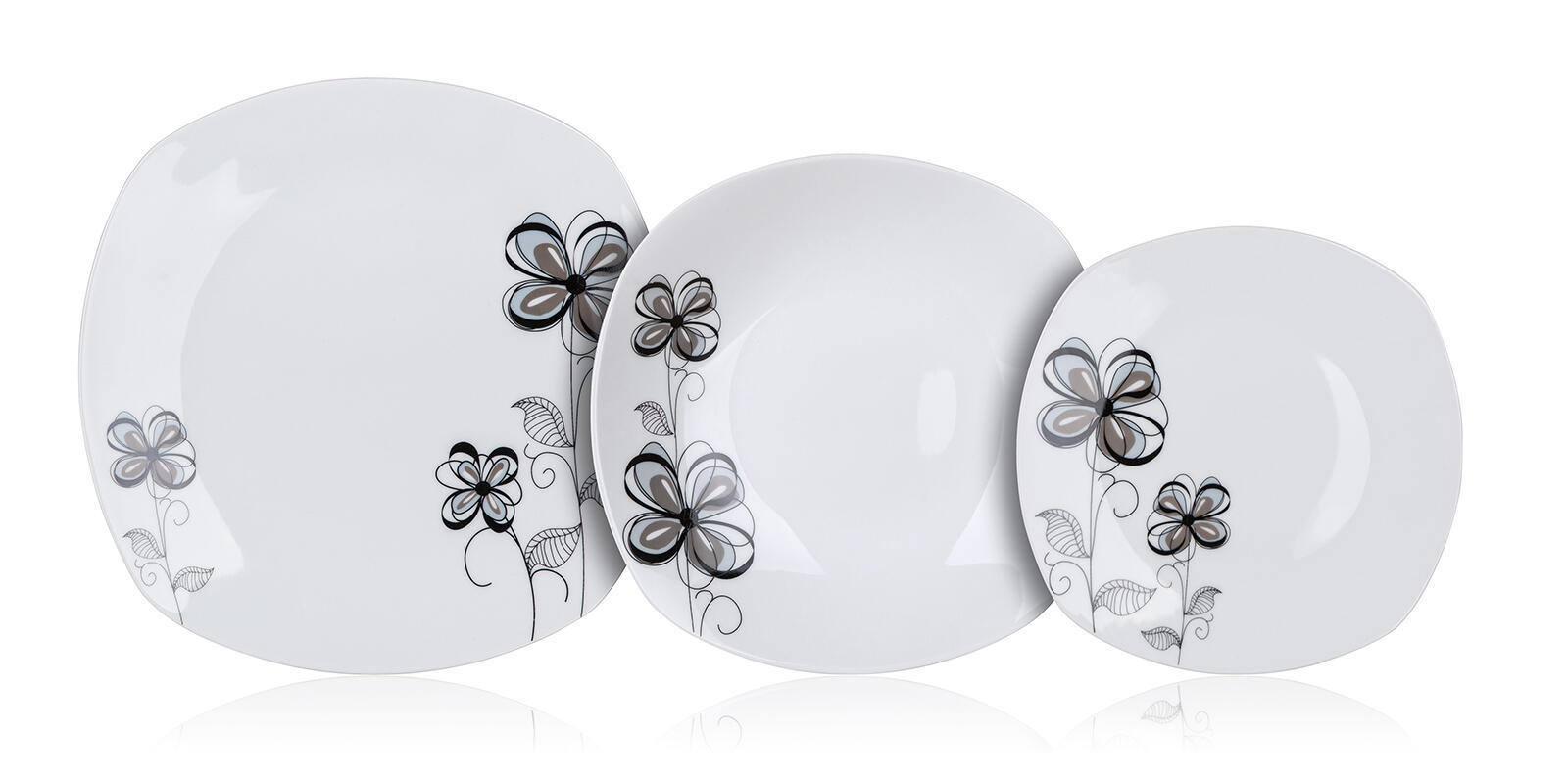 sada jídelní FLOREA square 18díl. porcelánová BÍ 8.05 Kg MTA MAXMIX Sklad14 326077