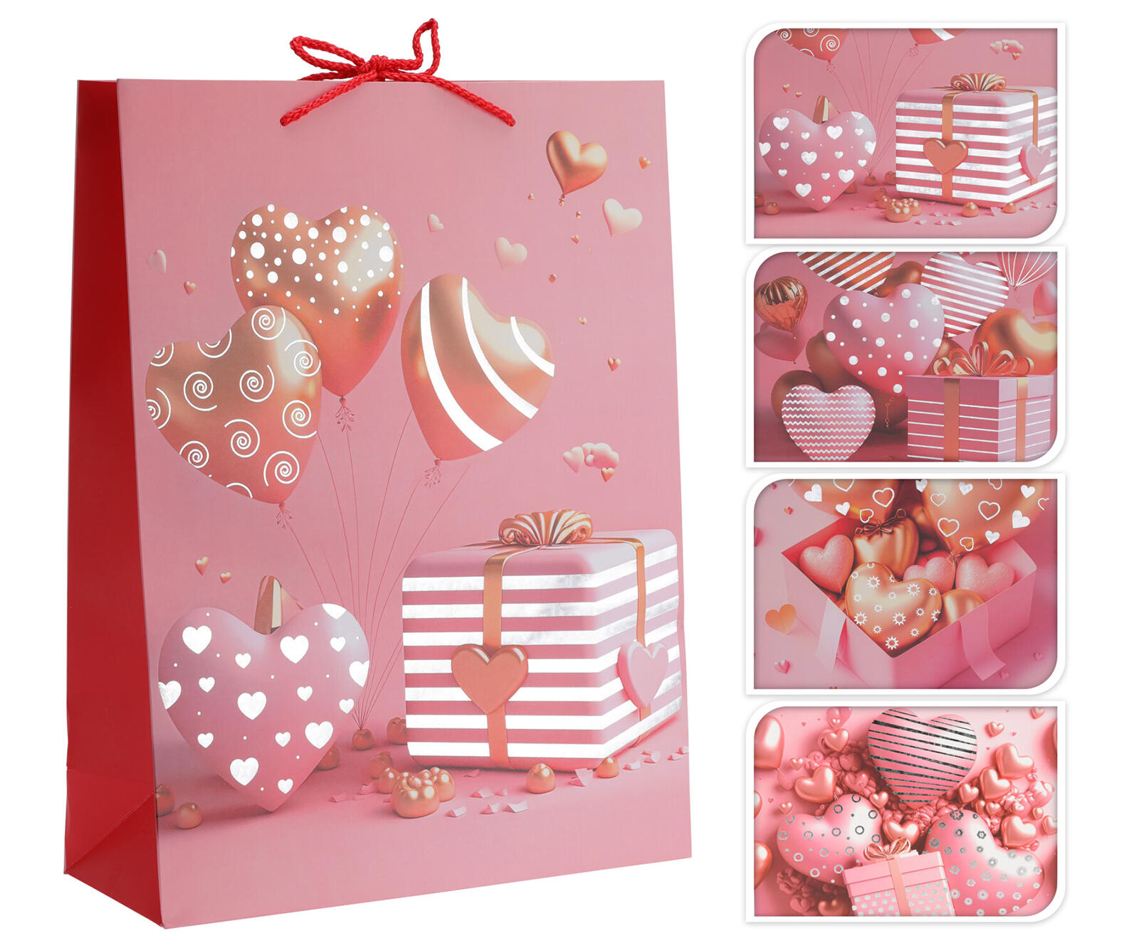 taška dárková 23x18x10cm SRDCE mix dekorů 0.05 Kg MTA MAXMIX Sklad14 387395