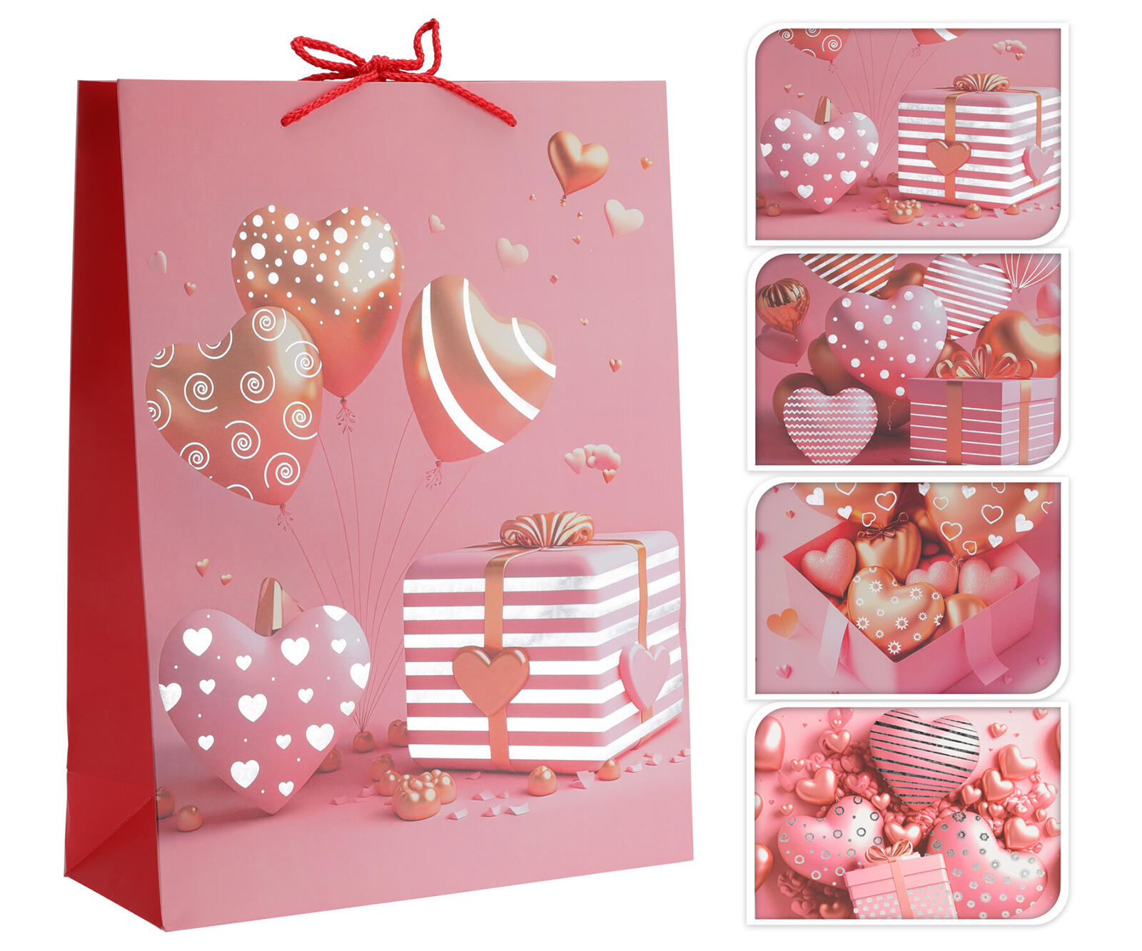 taška dárková 40x30x12cm SRDCE mix dekorů 0.1 Kg MTA MAXMIX Sklad14 387401