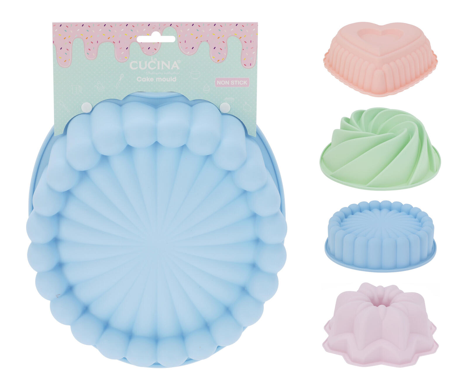 forma na pečení mix tvarů BÁBOVKA,SRDCE,KVĚTINA,SPIRÁLA silikon 0.19 Kg MTA MAXMIX Sklad14 387410